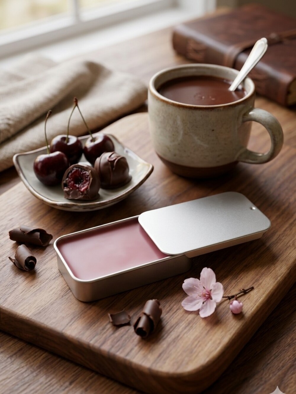 Silver Tin Chocolate Cherry Solid Lip Balm
